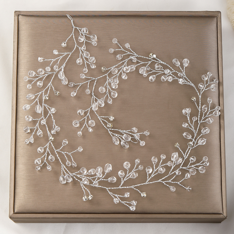Trendy sølv farve rhinestones bryllup hår ornamenter tiaras barok krystal brud blomst hovedbeklædning håndlavet hår smykker