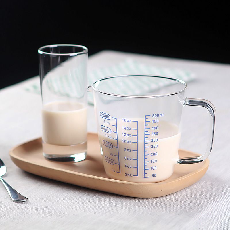 Hittebestendig Hoge Borosilicaatglas Maatbeker Met Schaal Voor Huishoudelijke Keuken Koken Kids Dieet Keuken Accessoires