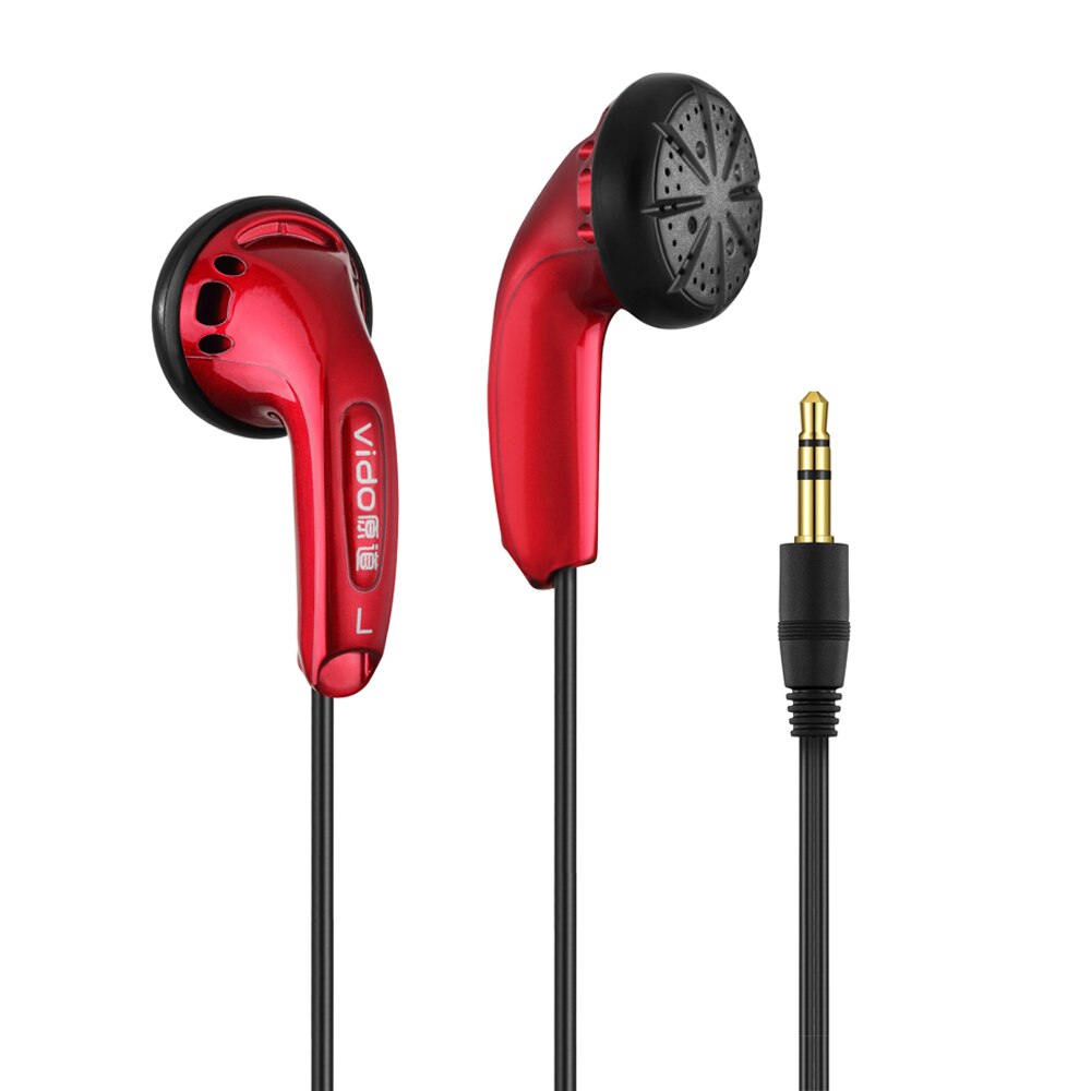 Vido – écouteurs HIFI HD filaires, oreillettes classiques, stéréo, musique, unité de pilote dynamique, basses lourdes, casque, Microphone, MX500, 3.5mm, 15.4mm: Vido Red No Mic