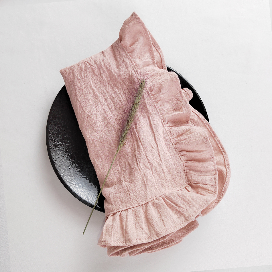 Placemats voor tafel Katoen 100% Ruffle Servetten voor borden Zacht Volants Bruiloft Decoratie Huisverwarming Cadeau Tafeldecoratie Feest: 90x40 cm / Paars