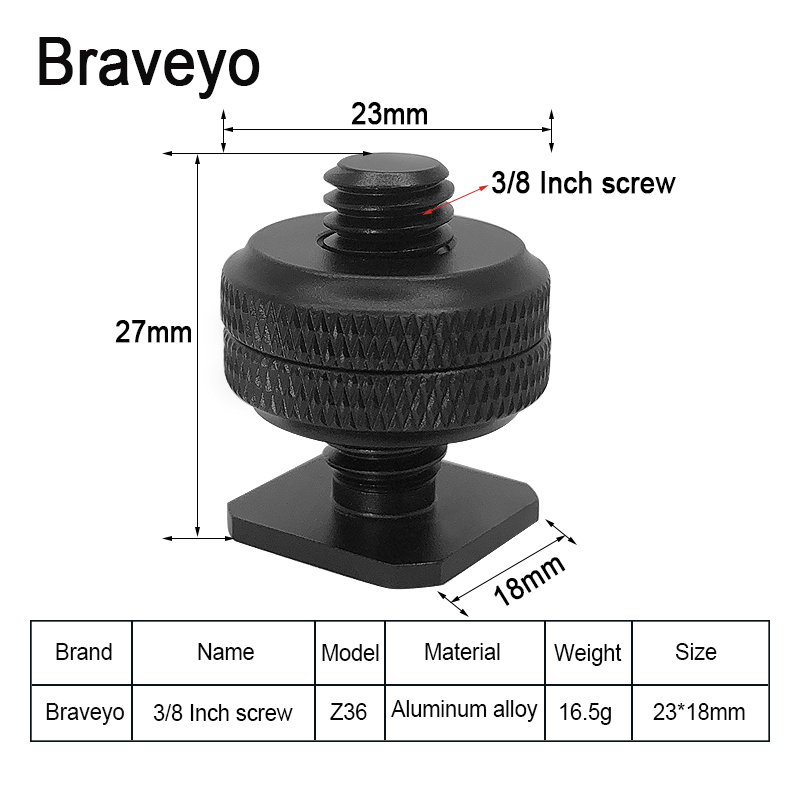 Vite di conversione da 1/4 a 3/8 pollici vite a doppio strato per slitta a caldo per accessori fotografici supporto per testa a slitta per fotocamera Dslr: Z36 1PC