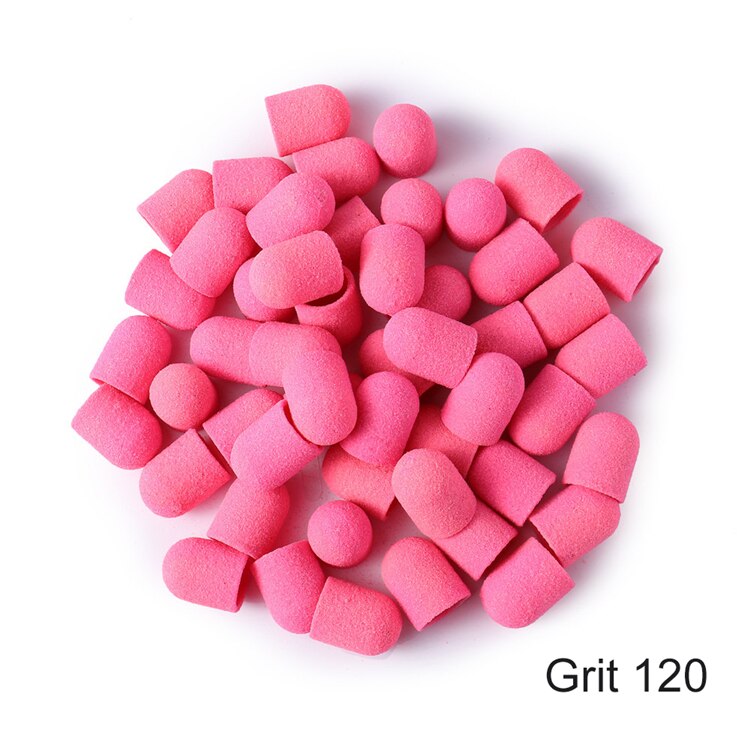 100 stk 13 x 19mm #80/120/180/240 lyserøde negle slibebånd neglebor greb maskine manicure pedicure negle tilbehør dorn: Lyserød korn 120