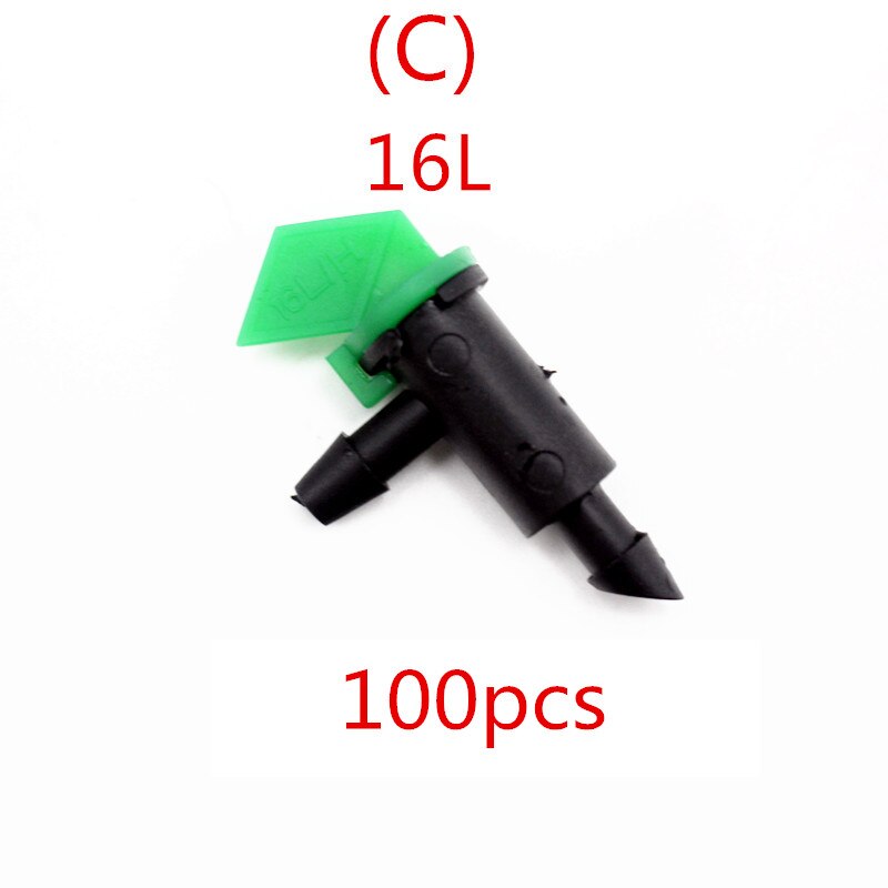 100pcs 4L 8L 16L/H Flag Drip Emitters Outlet Barb Micro Tubing Drip Irrigation Fittings Take Apart Dripper N206: C   100pcs