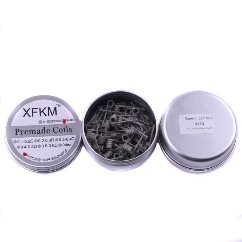 XFKM Ni80 Heating Wire Prebuilt coil Clapton Super Juggernaut alien coil For Serpent Mini RTA RDA RBA Atomizer Tank 50coils/ box