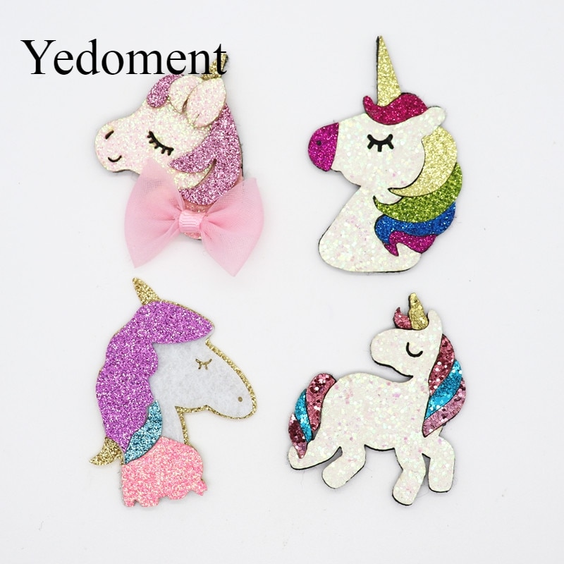 20 stuks glitter leer non-woven stof voor haarspeldjes, applicatie patches diy knutsel decoratie  y19082802