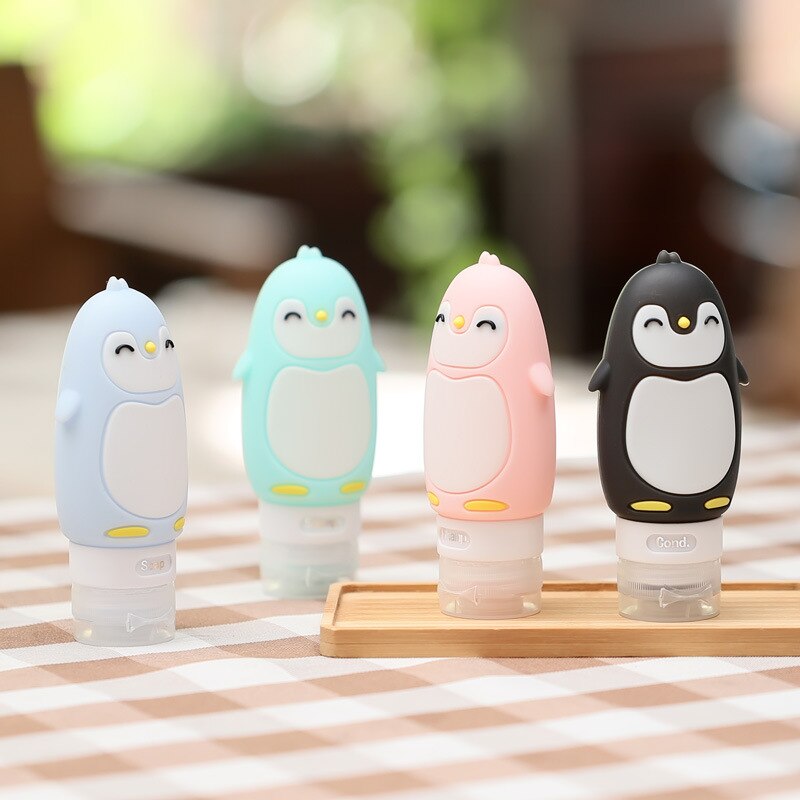 Bærbar tegneserie bjørn pingvin dyr silikon reiseetui arrangør sjampo dusj gel krem oppbevaring gjenfyllbar flaske