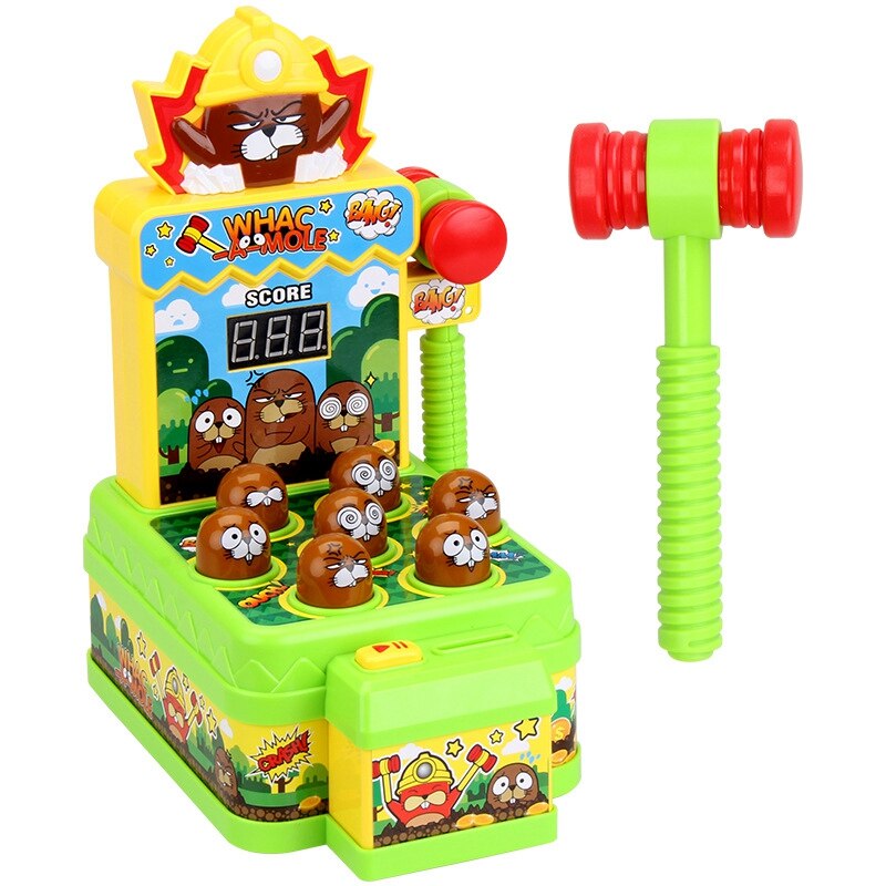Whac-a-taupe jeu, actif, jouets éducatifs précoces pour les enfants de 3-8 ans avec musique, lumières (2 marteau souple): Default Title