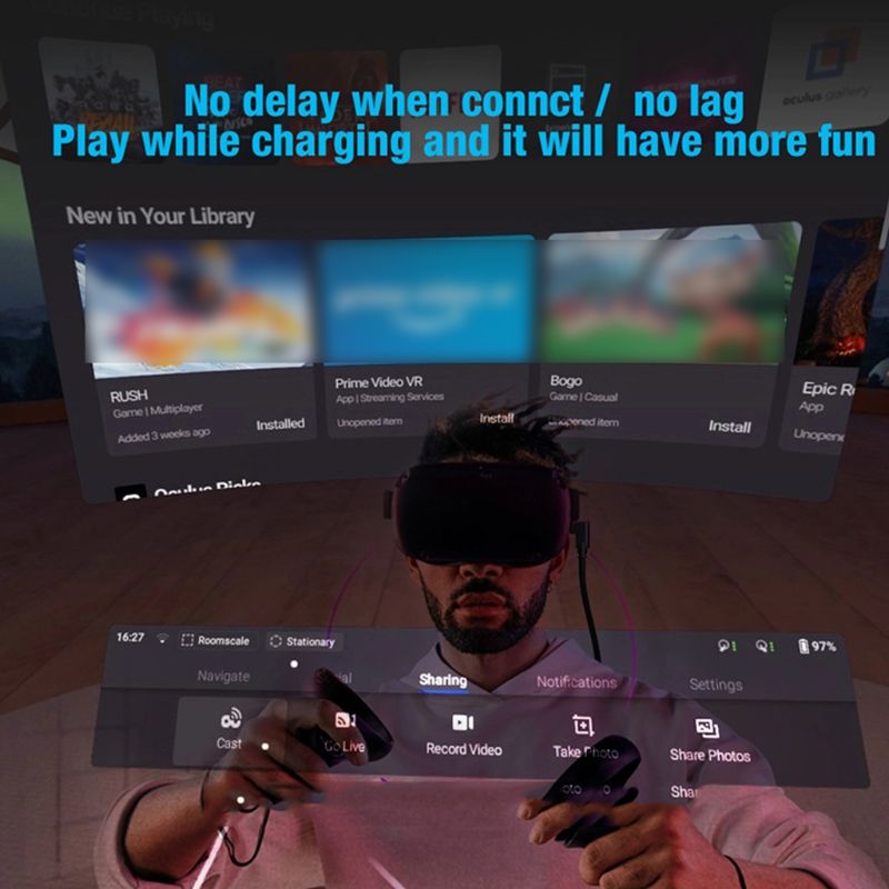 3m l-förmiges usb-c-kabel zum laden und übertragen von daten für die oculus quest vr-kamera  w91a