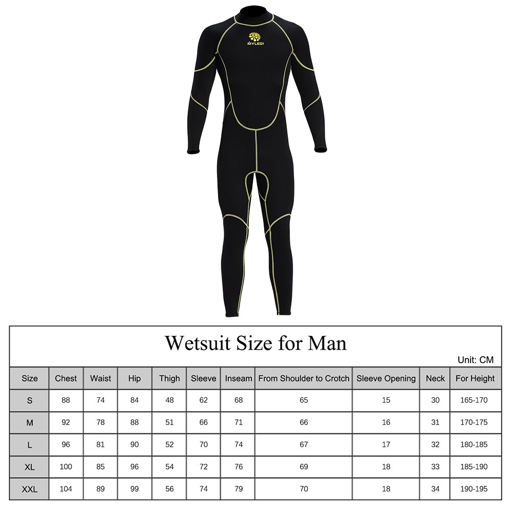 Men's Neoprene Wetsuit One-Piece Full body 3mm Back Zip Scuba Dive Wetsuit Swimming Surfing Diving Snorkeling Suit Jumpsuit