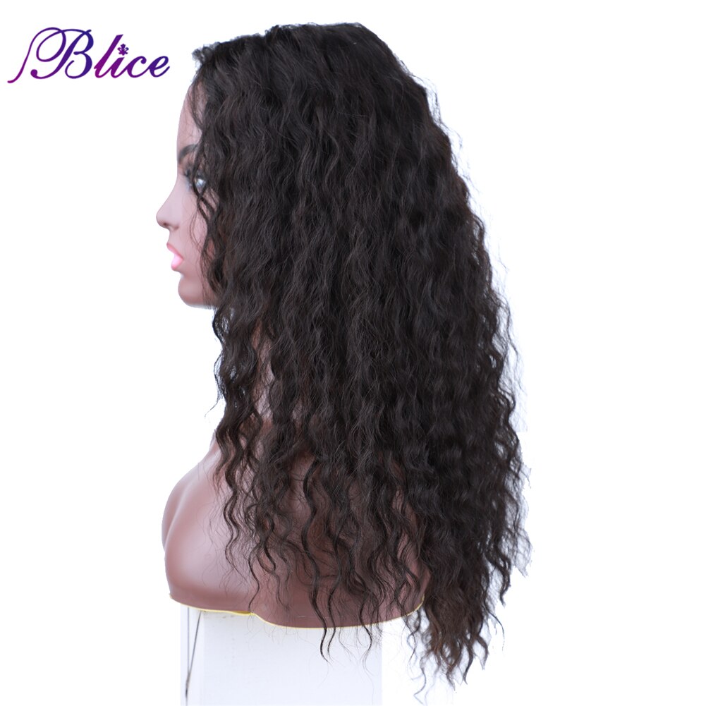 Blice syntetisk blonde lukning paryk deep wave langt hår extensions blandet hår parykker naturlig stil 18 tommer til kvinder: #2