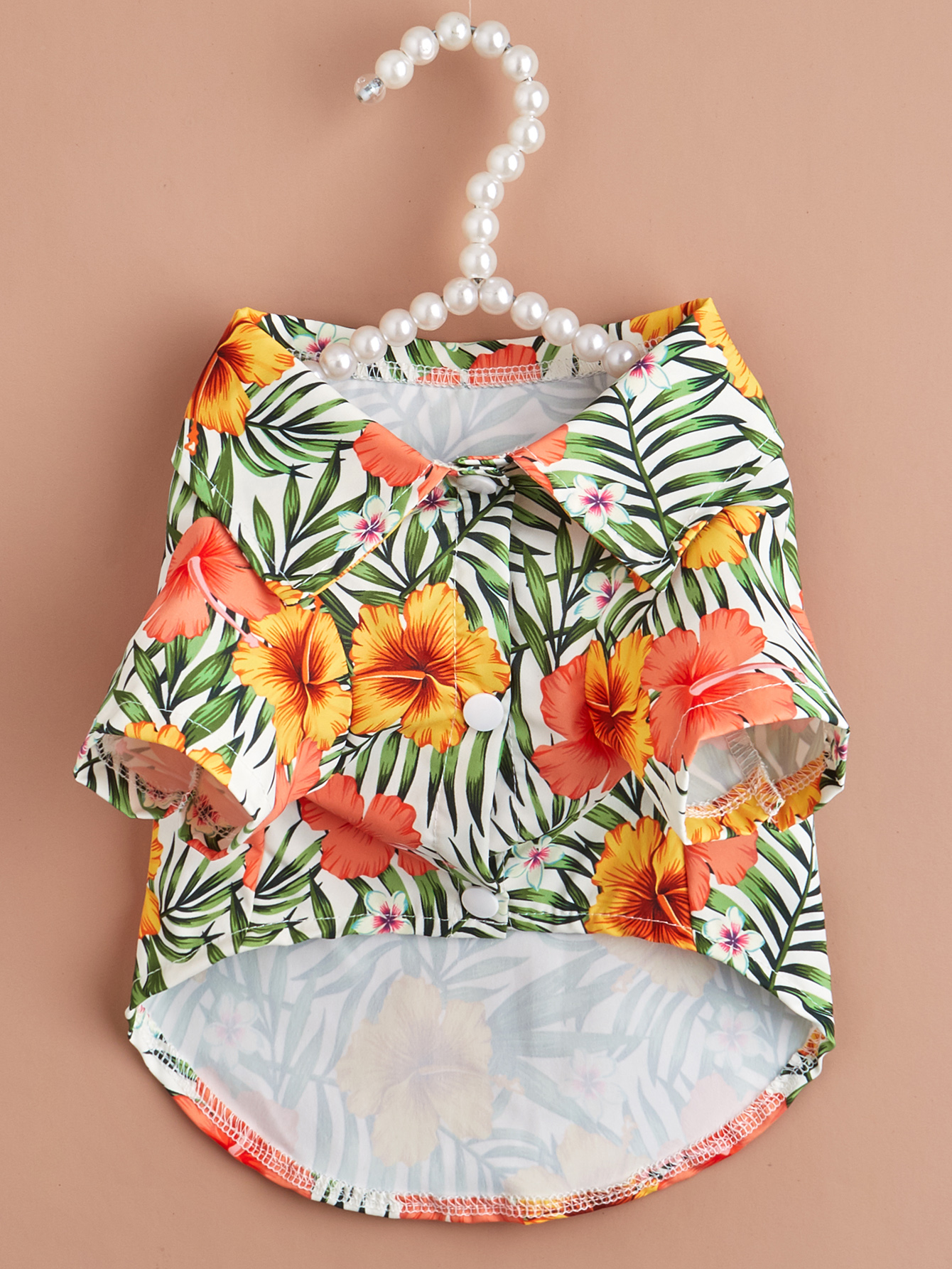 Dog Cloth for Small Dogs Coconut Tree Printed Costume Puppy with Doggie Plaid Pet Clothes Soft Apparel Attire Hawaii Style: Yellow / L