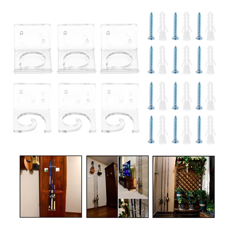 Fishing Rod Rack Wall Mount Acrylic Fishing Rod Display Storage Rack Bracket Holder Vertical Fishing Pole Holder