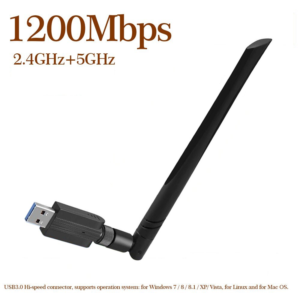 1200Mbps USB 3.0 WiFi Adapter Dual Band 2.4G 5G AC1200 Wireless Network WiFi Adapter Ethernet 802.11AC w/ Antenna for Laptop PC: 1200Mbps Model F