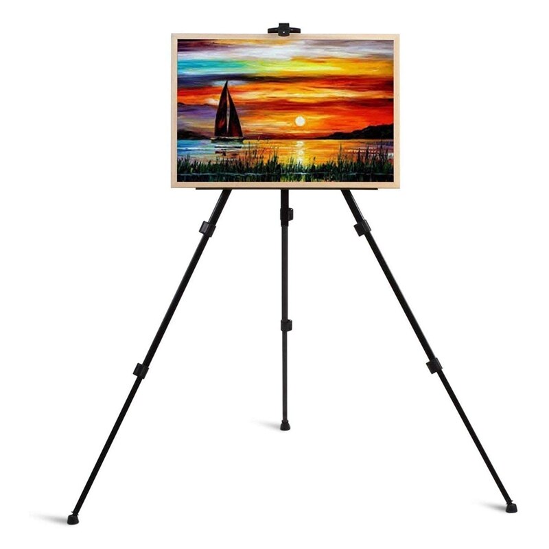 65Inch Aluminum Display Easel Artist Easel Tripod with Portable Bag Adjustable Height From for Table-Top/Floor Painting