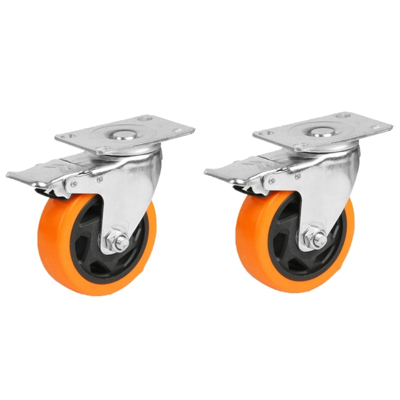 Swivel Caster Wheels Heavy Duty Casters with Brake Premium Dual Locking Casters No Noise Wheels for Furniture: Default Title