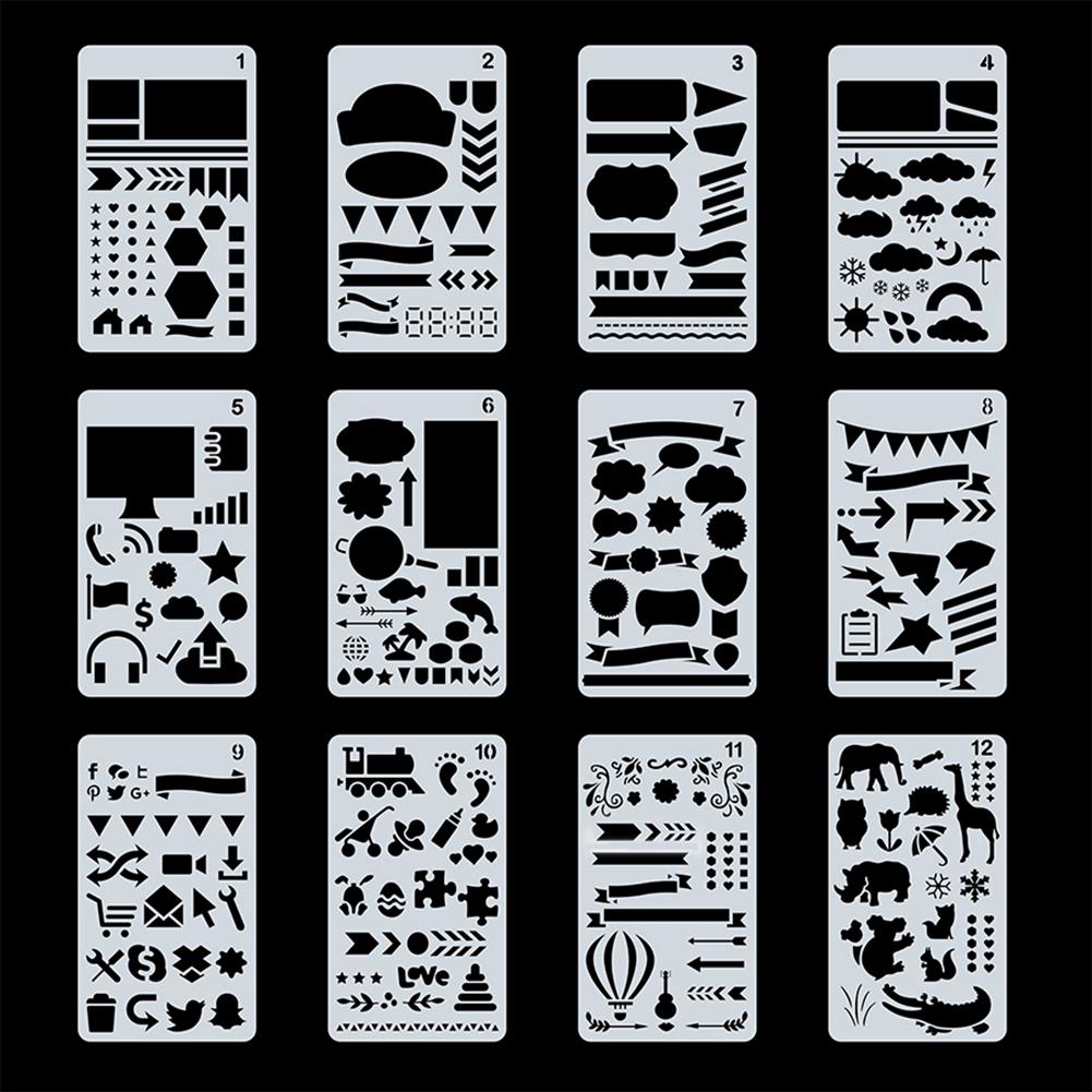24Pcs Letter Stencils DIY Drawing Painting Templates Journal Stencils Plastic Art Craft Stencils For Journal Notebook Diary: Default Title