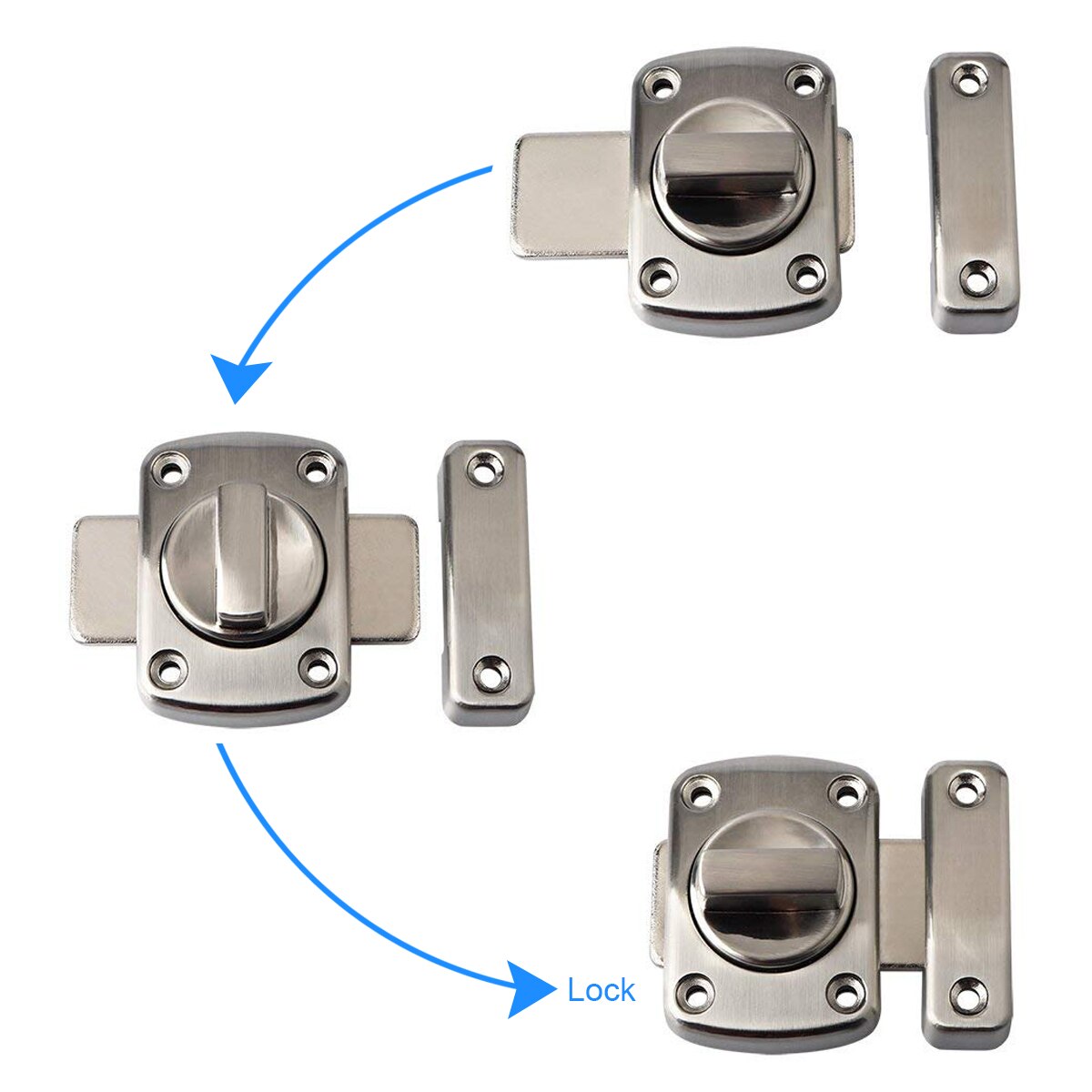 verrou de porte loquet rotatif serrure de porte loquet serrure salle de bain porte loquet en acier inoxydable brossé finition