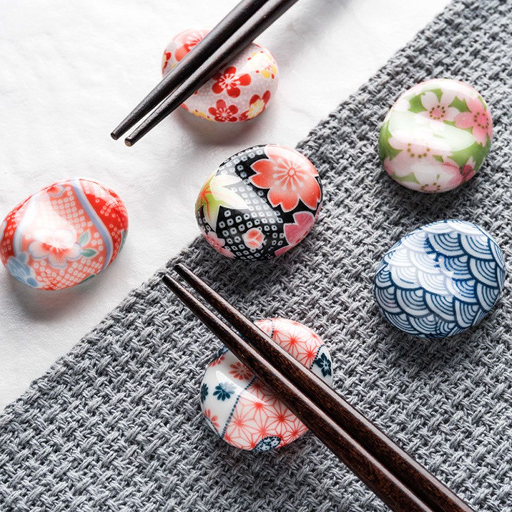 6 Stijlen Japanse Keramische Decoratieve Eetstokjes Houder Rack Lepel Vork Rest
