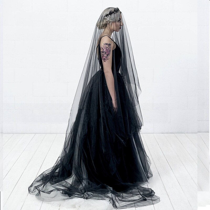 Velo de novia 3*1,5 M negro, de una capa velo de novia, velo de la cabeza, accesorios de boda