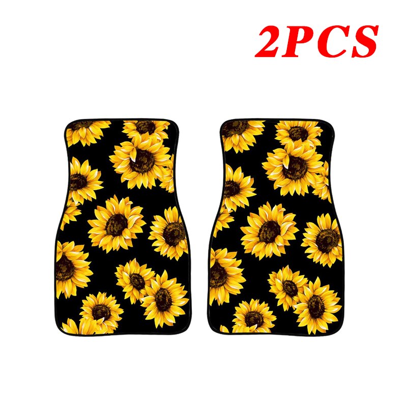 Juego de 4 Uds. De alfombrillas blandas para coche, alfombrillas para el suelo con estampado 3D en amarillo y negro, accesorios para el coche: 2Front Foot Mats