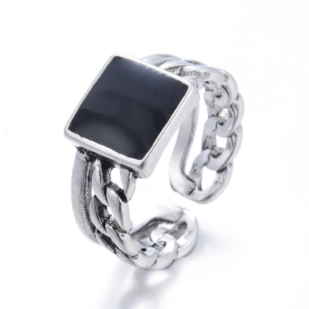 100% 925 argent Sterling à la carré noir hommes anneau bijoux pour homme d'anniversaire jamais fondu directe