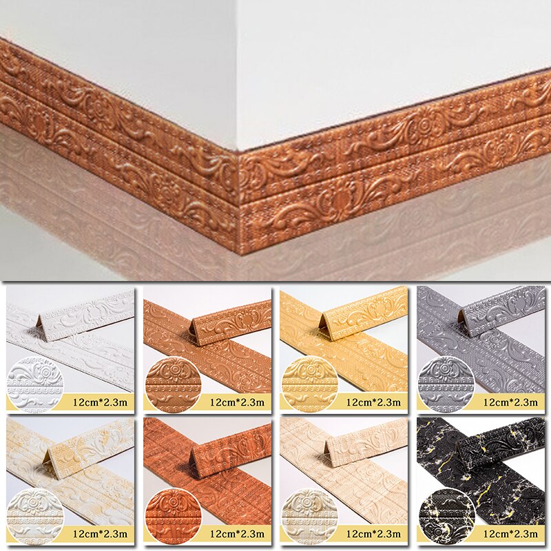 3D Foam Muur Rand Strip Stickers Zelfklevende Waterdicht Plafond Decoratie Plint Hoek Taille Lijn Sticker