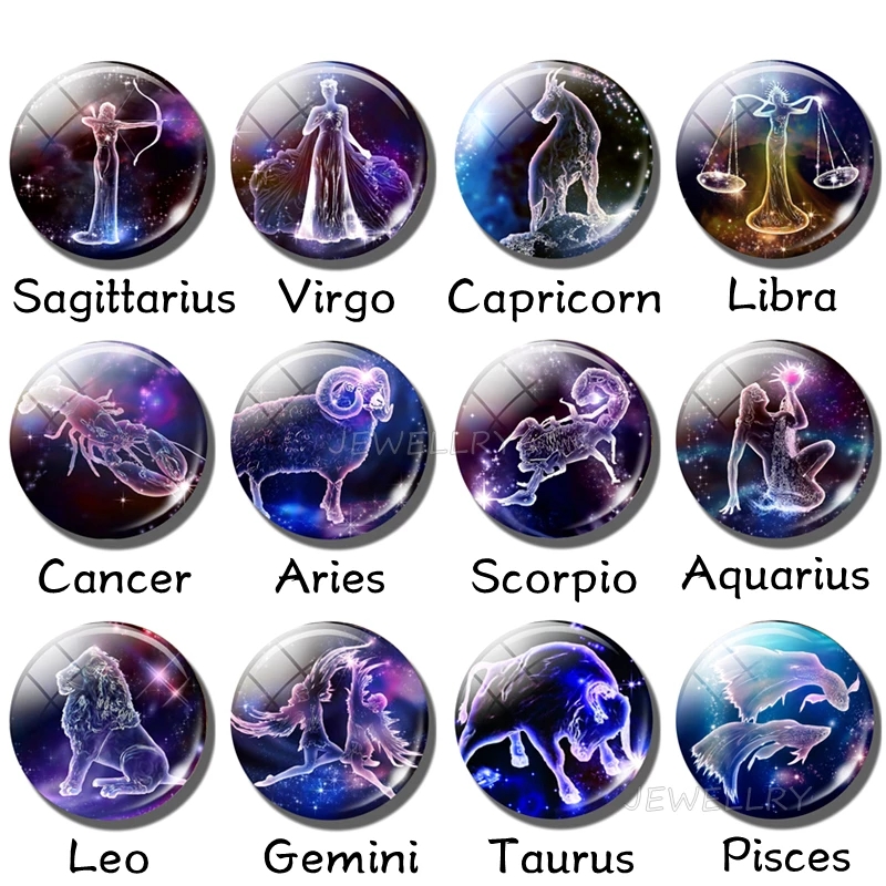 Collar de 12 constelaciones de astrología y horóscopo, colgante de cristal de Luna, collar del zodiaco para mujeres y hombres, de joyería de cumpleaños