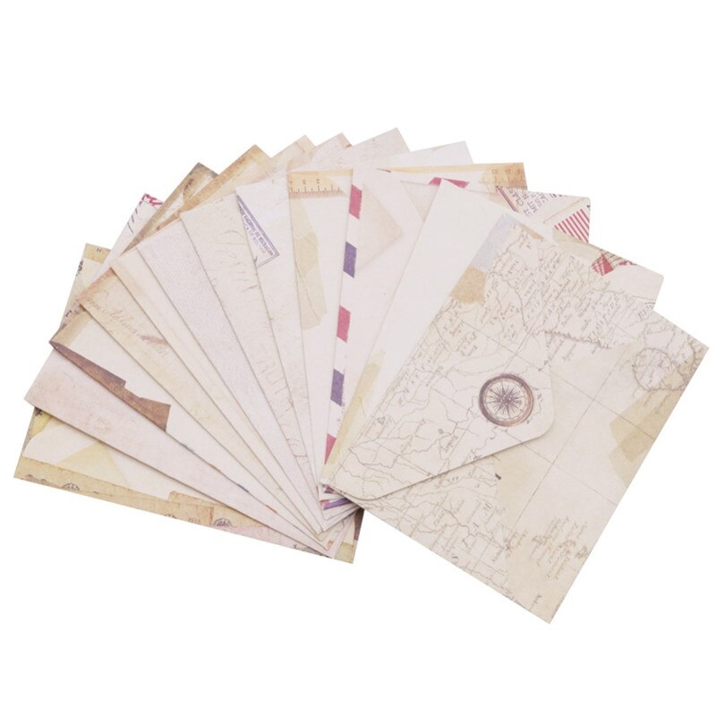 12 Stuks Leuke Mini Retro Ambachtelijke Papier Enveloppen Vintage Europese Stijl Envelop Voor Kaart Scrapbooking Diy Handgemaakte: Default Title