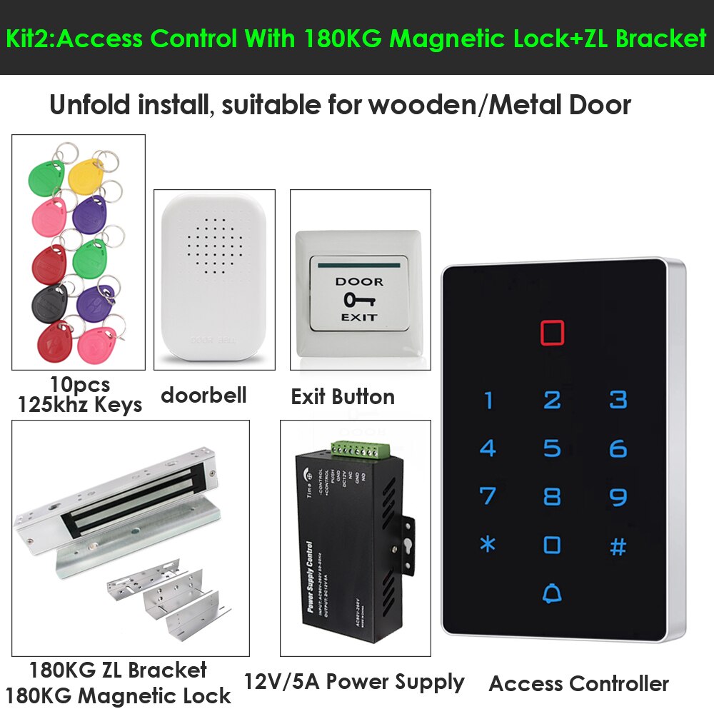 Backlight Standalone Keypad RFID Access Control Kit Electronic Door Access System Power 125KHZ Access Control Kits with WG 26