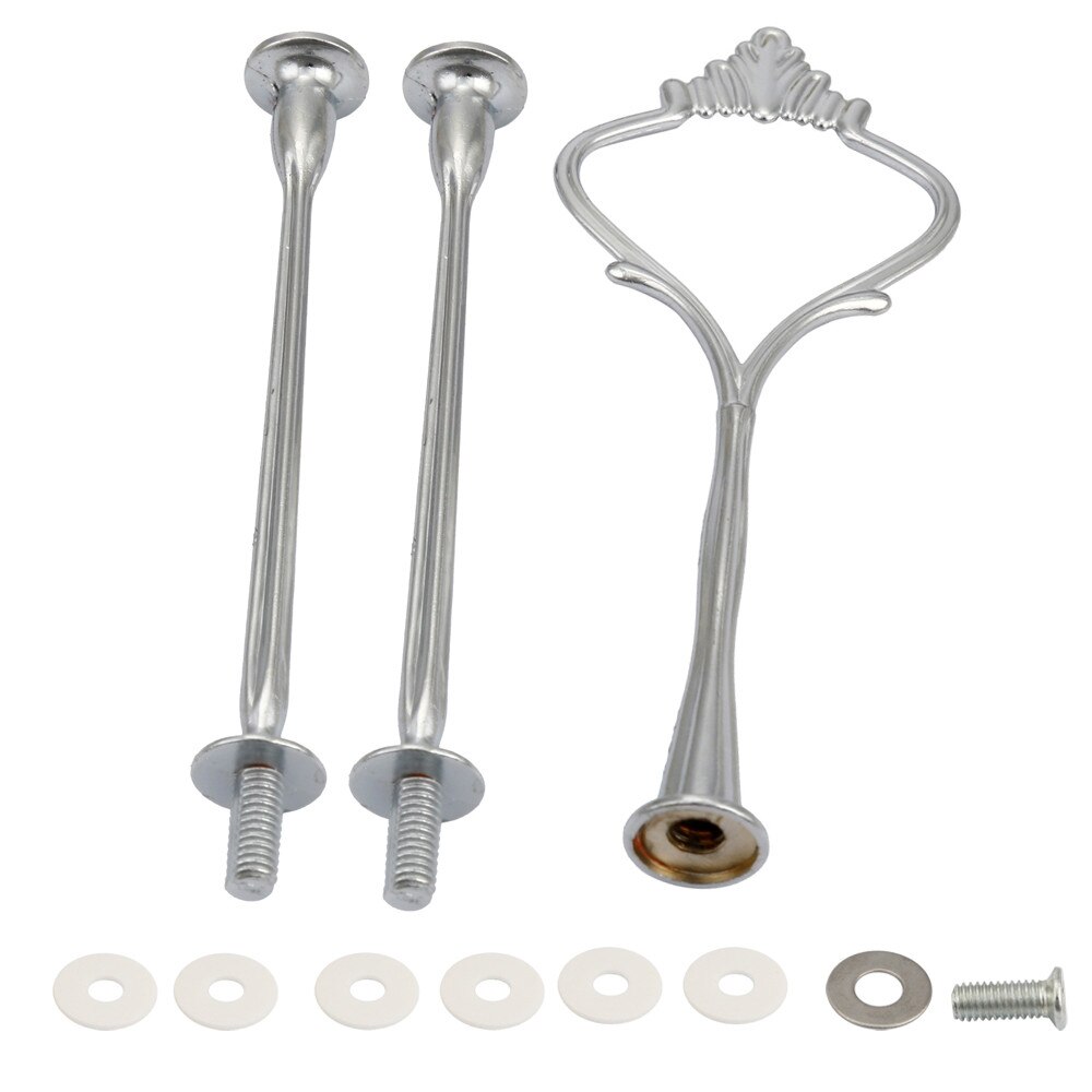 # H 1Set Crown 3 Tier Cake Cupcake Plaat Stand Handvat Hardware Montage Houder Diy Broodjes Plated Plank Pole 3 Lagen Cake Houder: Sliver