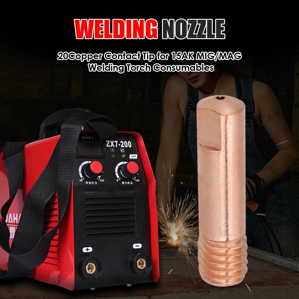 Buse de soudage MIG semi-automatique 0.8/1/1mm, 20 pièces/ensemble, pointes de Contact, diffuseur de gaz, support de connecteur, Contact de torche