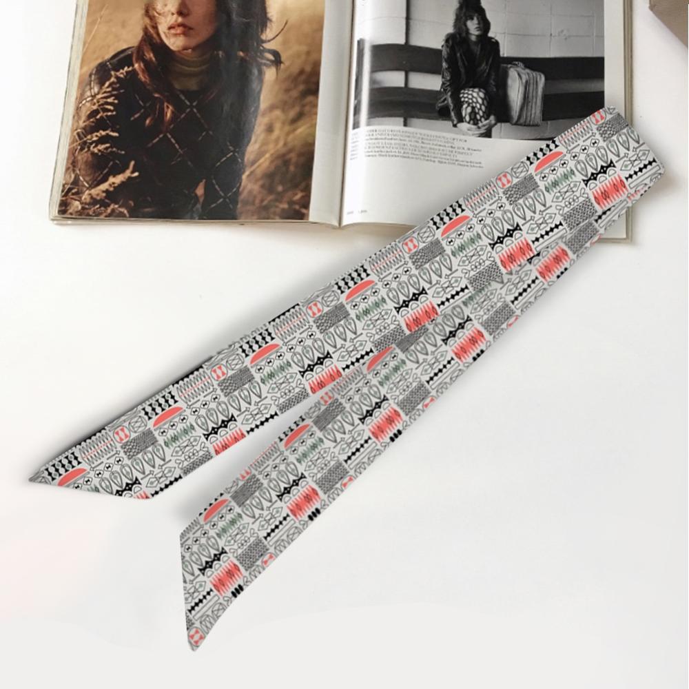 95cm*5cm Women Small Silk Long Scarf Irregular Printed Twill Skinny Scarves Hand Bag Ribbons Cloth Accessories: I