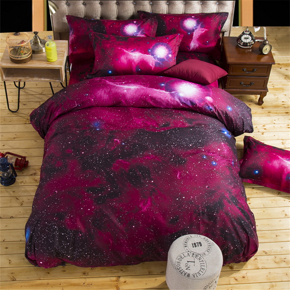 3D Bedding Sets Universe Outer Space Quilt Duvet Cover Bed Sheet Blue Galaxy Sell Pillowcase Twin Que