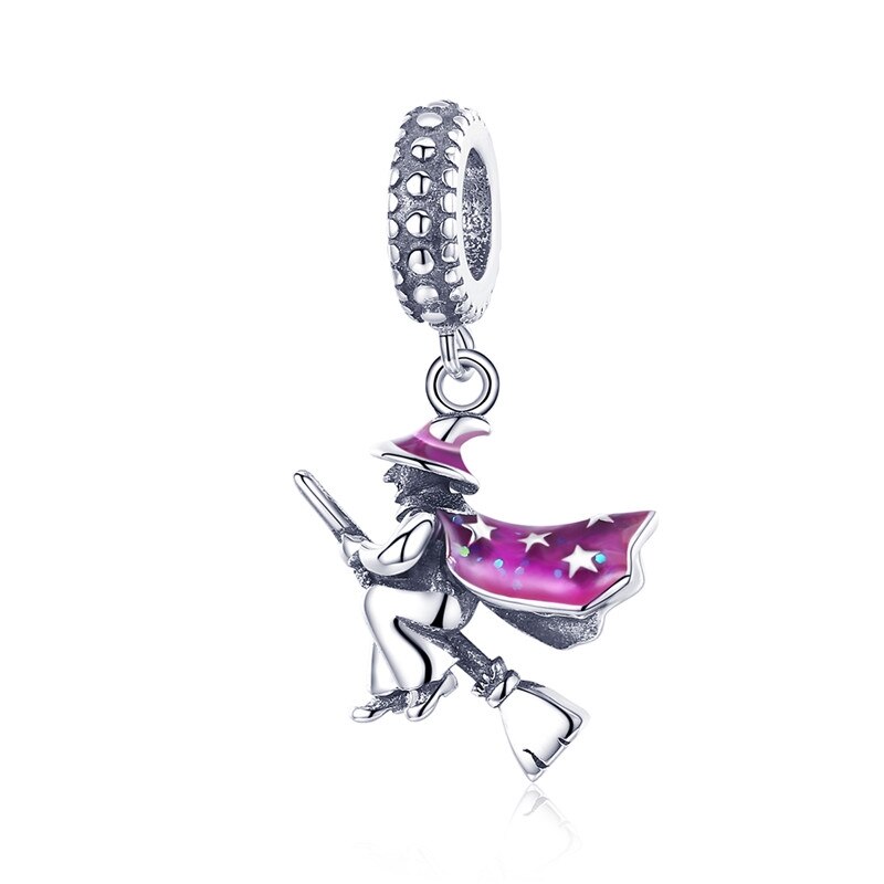 WOSTU Halloween koraliki 925 Sterling srebrna czaszka dynia magia przewodnik Charm Fit oryginalna bransoletka wisiorek straszne Party biżuteria: FIC914
