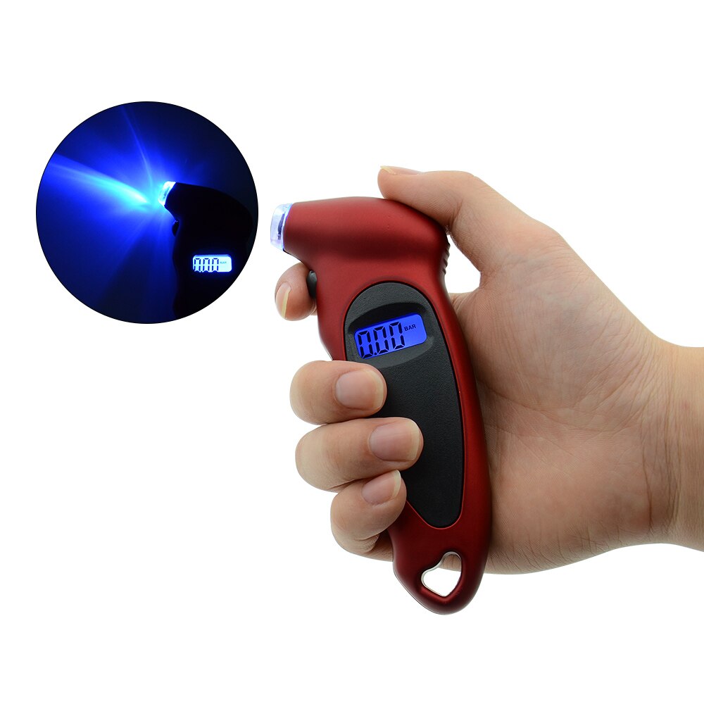 Digital Tire Pressure LCD Backlight Auto Car Motorcycle Air Gauge monitor: Red