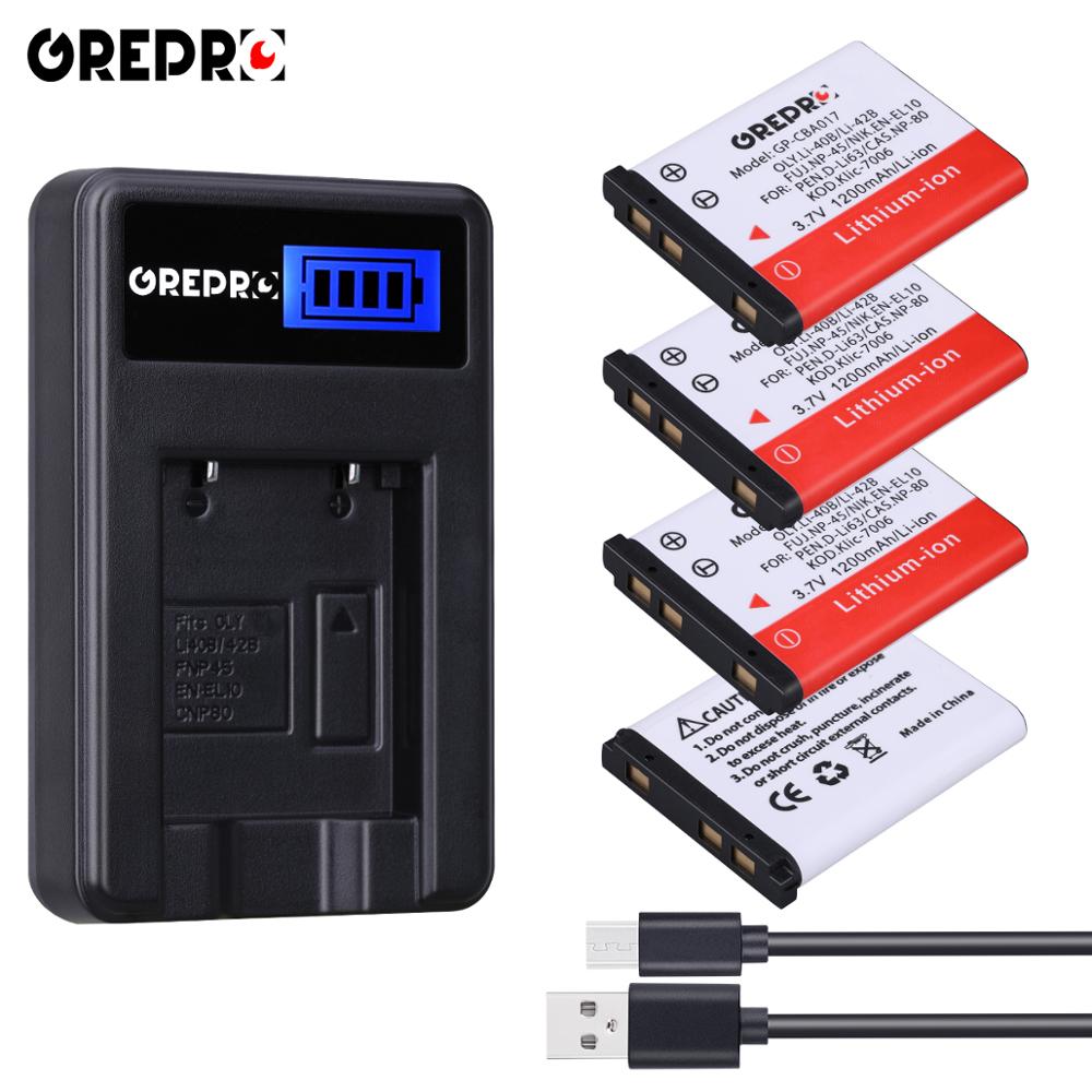Batterie 1200mAh pour Olympus Li 40B, 42B, NIK.EN EL10, PE n.d-li63, KOD.: 4B with Charger