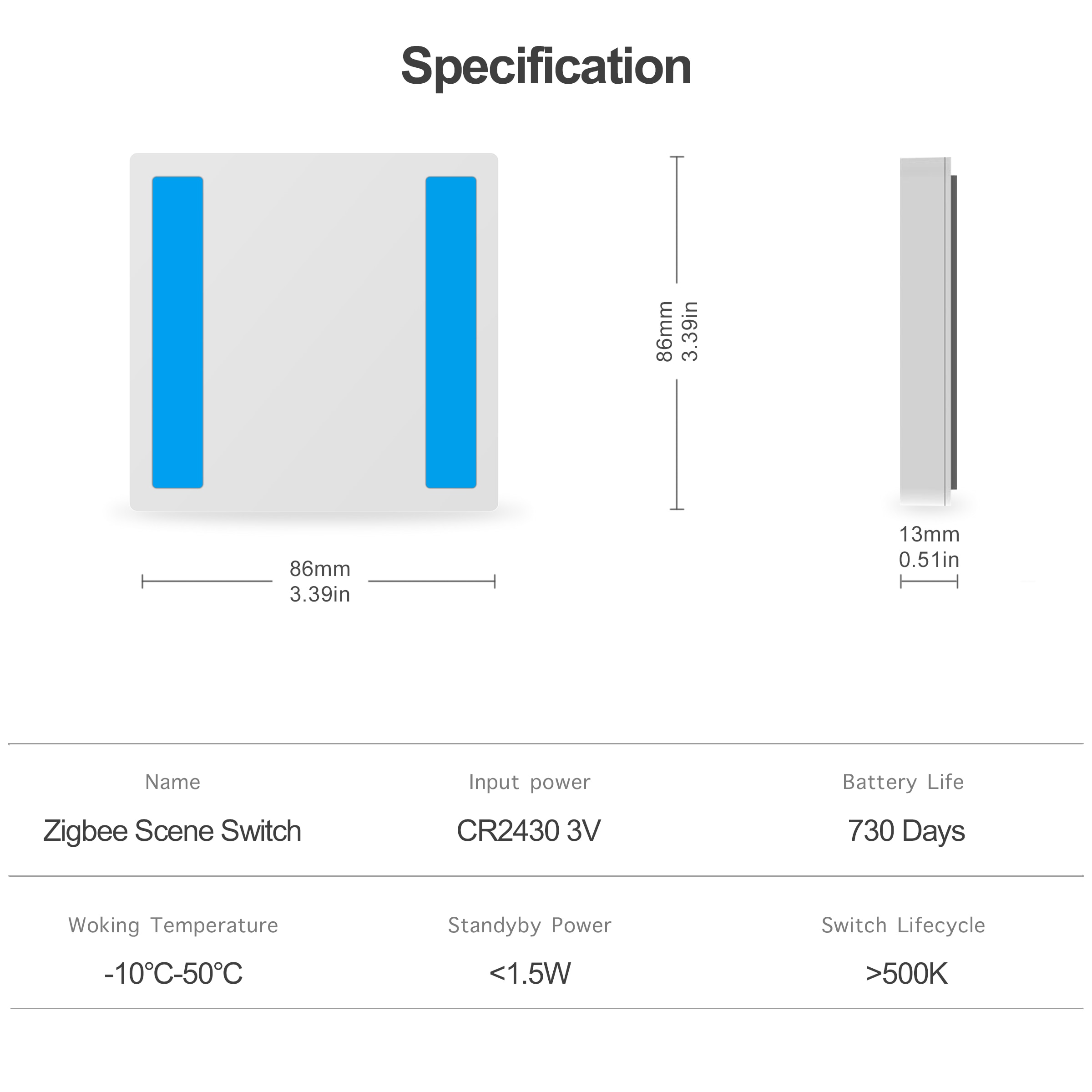 Tuya ZigBee Scene Switch 4 Gang, Smart Wireless Remote Control Universal Button Switch, Works with All Tuya Wifi/ZigBee Devices