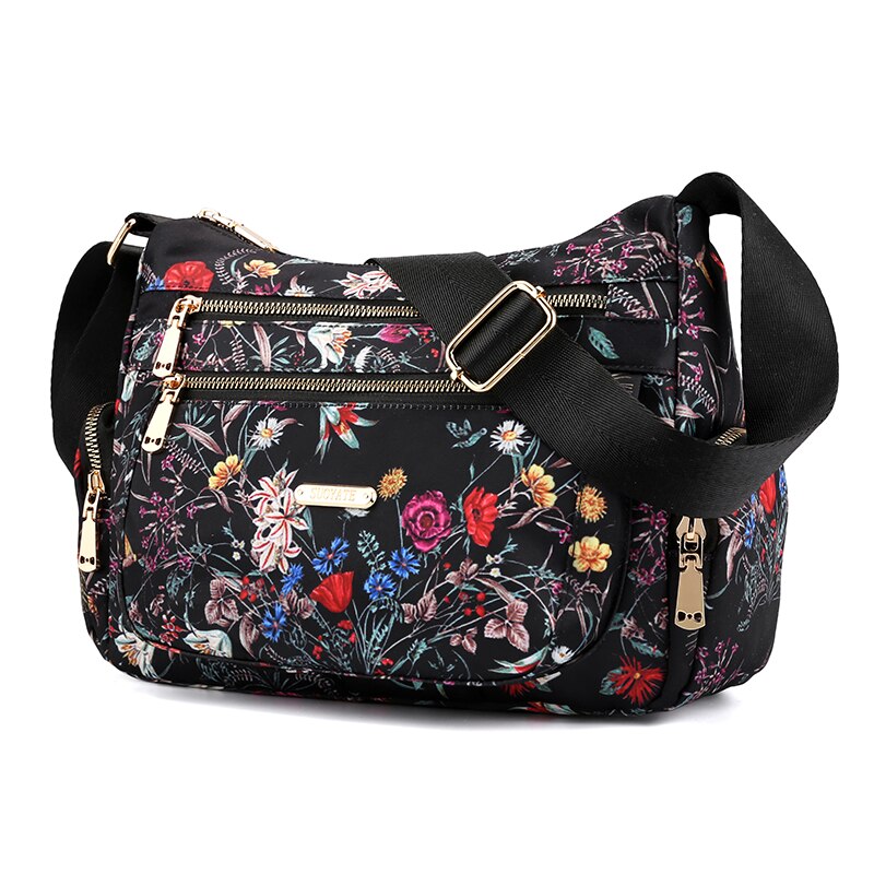 Bloemen Country Style Grote Capaciteit Dames Nylon Schoudertas Diagonaal Tas Mode Toevallige Handtas