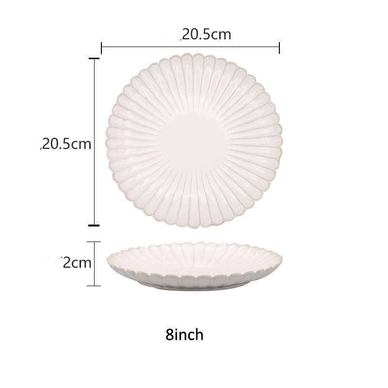 Kiln Changing Japanese Dinner Plates Ceramic White Glaze Tableware Set Western Steak Dish Salad Bowl Spoon Home Hotel Dinnerware: WHITE