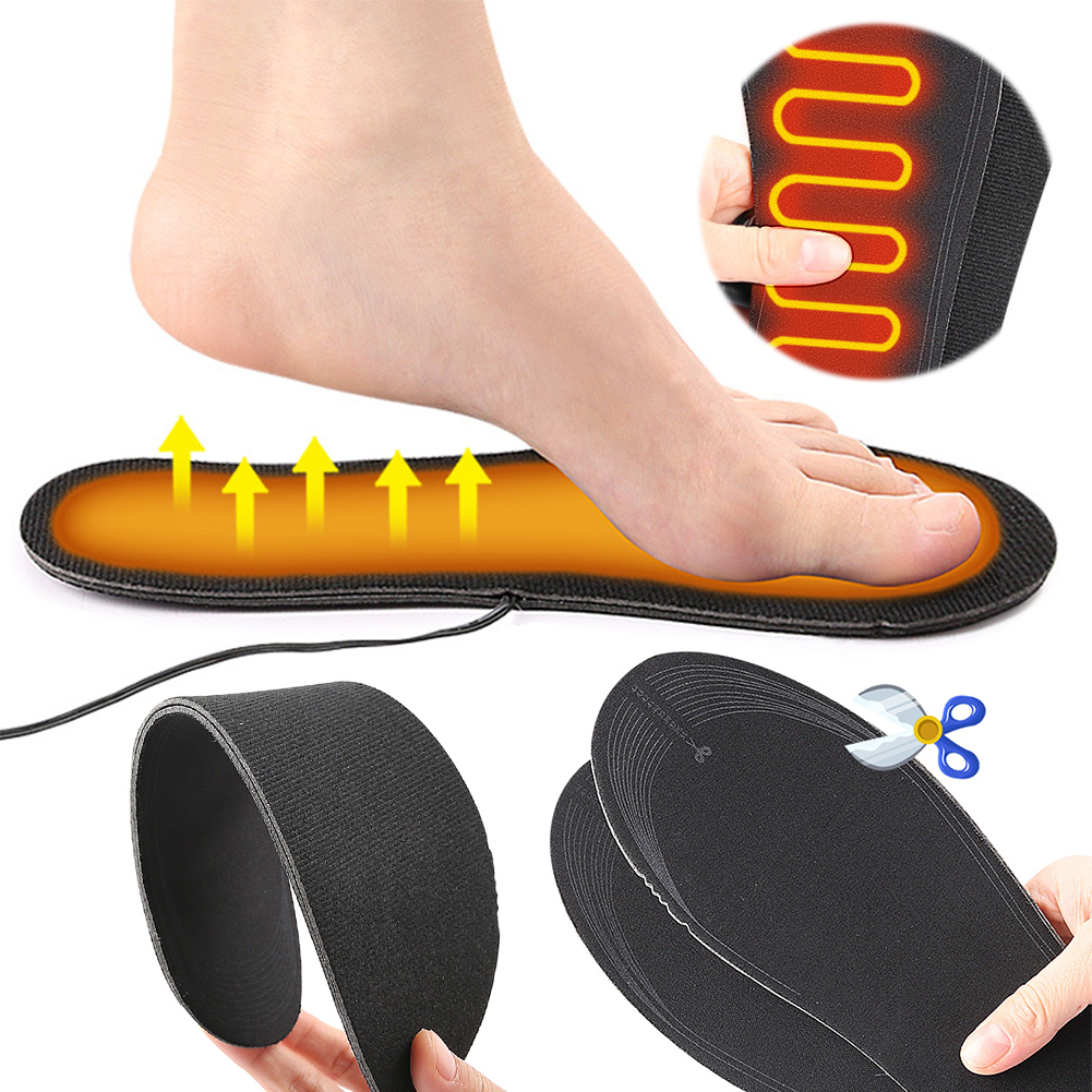 USB-beheizte Schuheinlagen, elektrisch beheizte Schuhe, Polster, Fußwärmepolster, waschbar, wiederaufladbar über USB, Fußwärmer-Einlegesohlen für Männer und Frauen