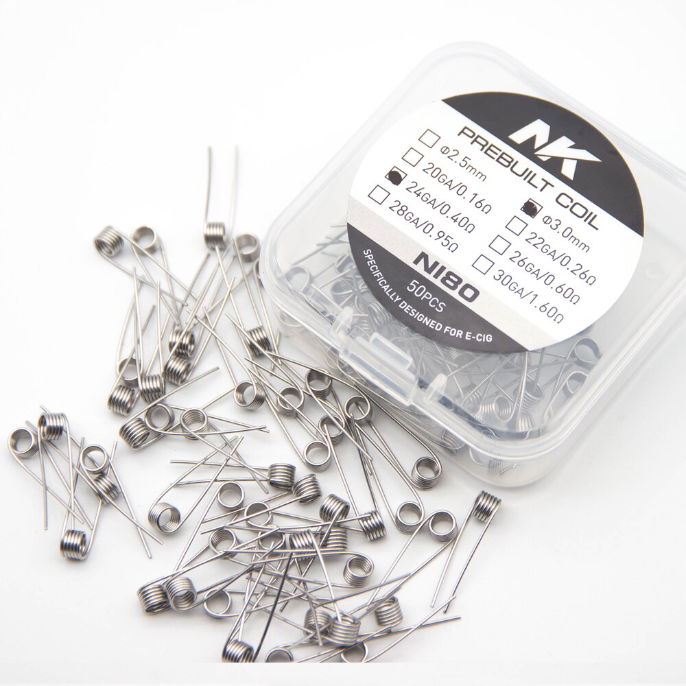 50 Pcs Gereinigd Coils Premade Nk A1 Ni80 Ni70 Awg 20 22 24 26 28 30 Voor Rda Rta rba Rebuilder Prebuilt Coils: Ni80 24G 0.40 ohm