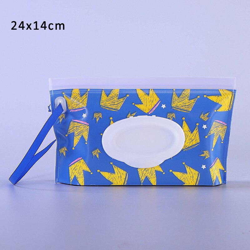 1Pcs Cartoon Pattern Eco-Friendly Baby Wipes Box Wet Wipe Box Cleaning Wipes Carrying Bag Clamshell Snap Strap Container Case