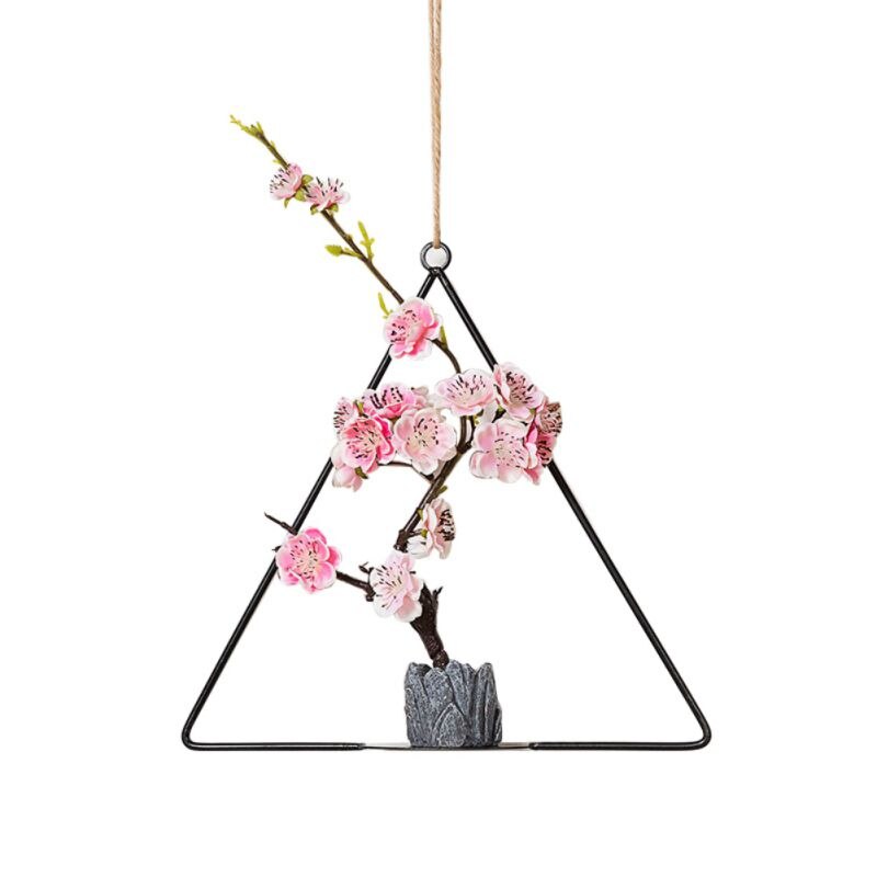 Geometric Metal Wire Wreath Hoop Frame Artificial Flower Garland Wall Hanging Decorations Wedding Party Backdrop Top: G