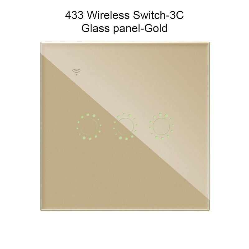433Mhz Afstandsbediening Draadloze Schakelaar Voor Sonoff T1 Eu Uk Sonoff 4CH Pro R2 Slampher 433.92Mhz Rf Afstandsbediening control Light Switch: Glass Gold 3c