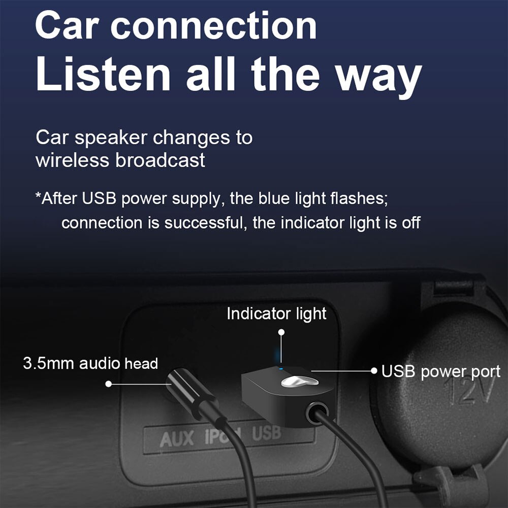 Audio Adapter Voor Auto 3.5Mm Jack Usb Bluetooth-Compatibel 5.0 Ontvanger Speaker Auto Handenvrij Car Kit Audio Muziek zender