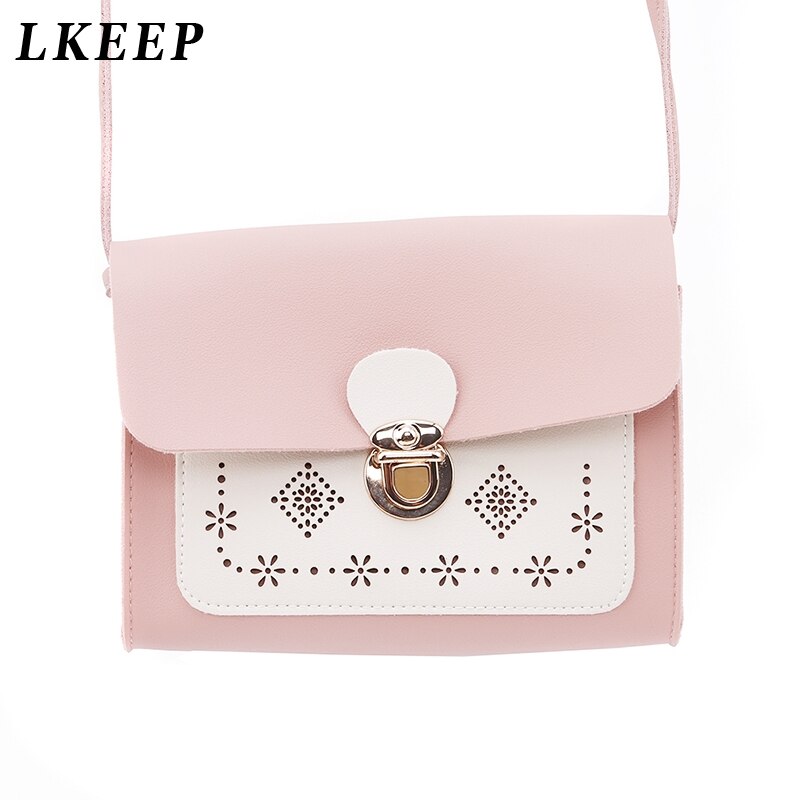 Mobiltelefon taske kvinder messenger tasker hul pu læder skulder taske kvinde hasp crossbody mini håndtasker pung bolsas