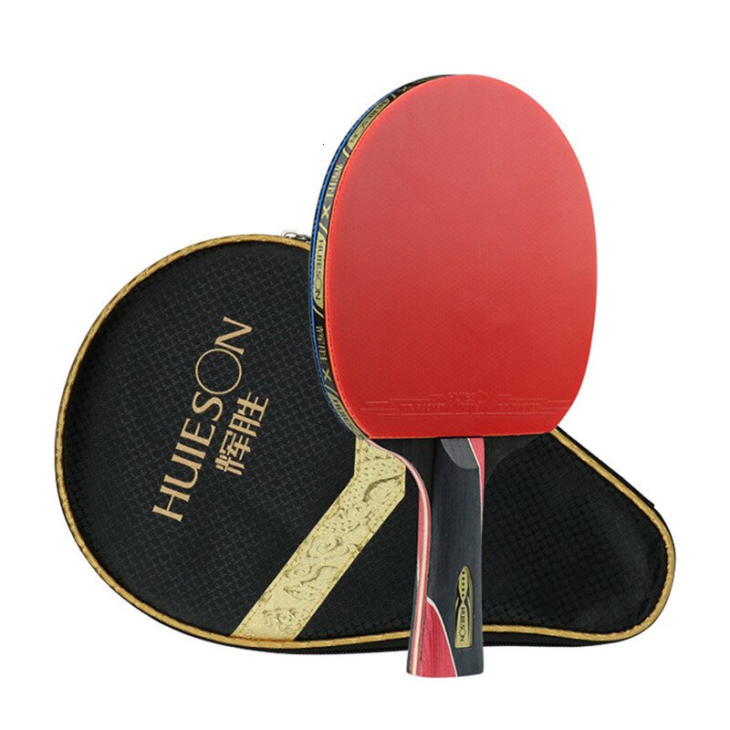 Huieson 4/5/6 Sterren Tafeltennis Rackets Dubbele Puistjes-In Rubber Beroep Training Krachtige Ping Pong Paddle Bat met Zak