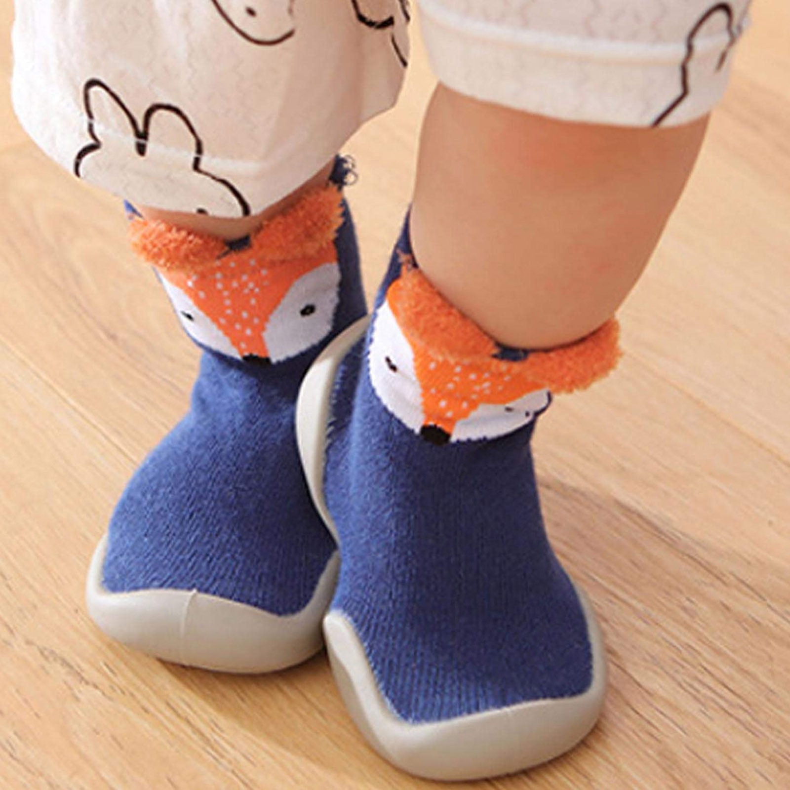 Bebê menino menina meias dos desenhos animados piso quente meias sola de borracha sapatos anti-deslizamento primeiro walker navidad natal bebê meias calcetines