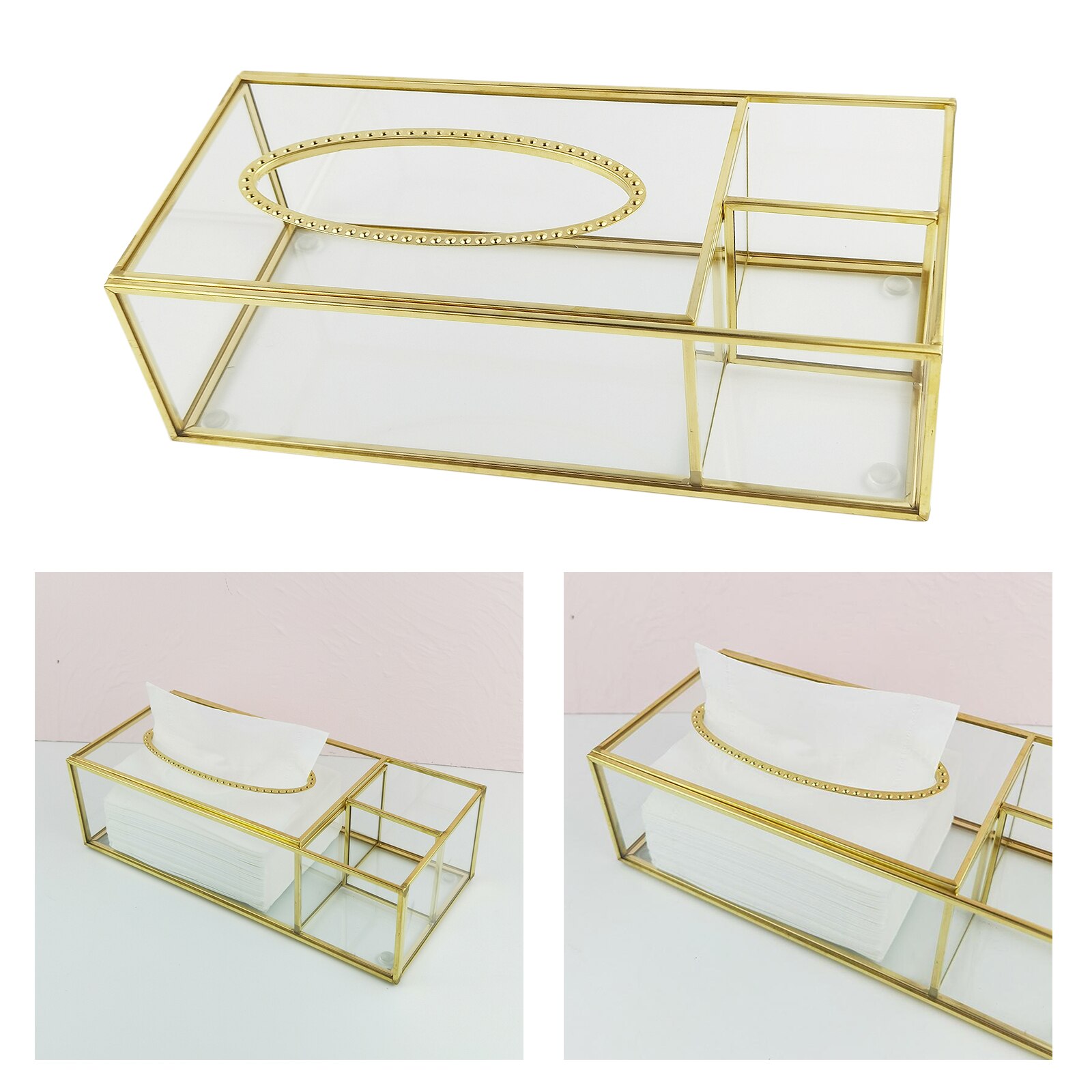 Rectangular Clear Glass Paper Tissue Box, Decorative Glass Napkin Storage Box, Facial Tissue Holder for Bedroom, Home Decor