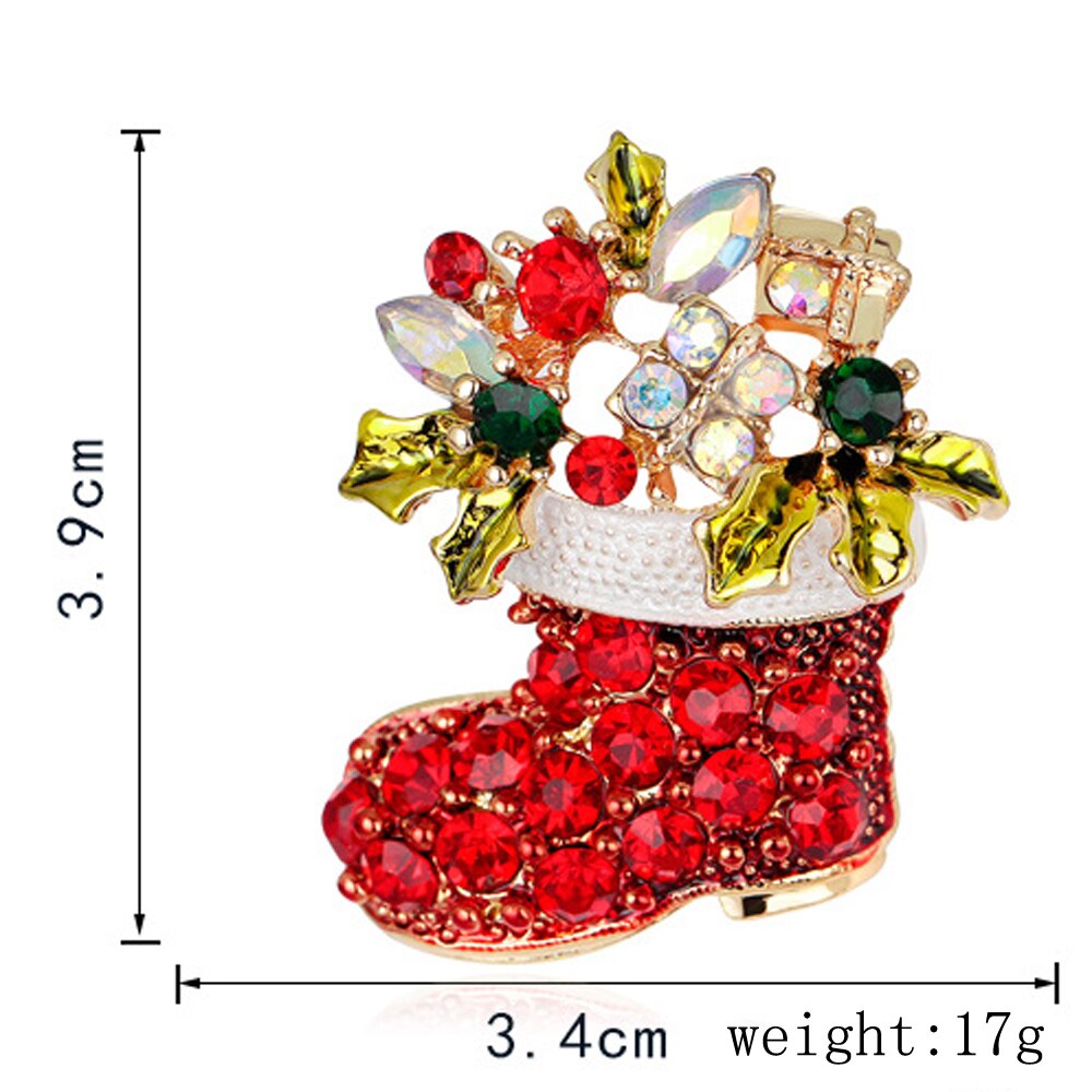 JUJIE Christmas Shoes Brooches For Women Female Red Enamel Boots Pins Jewelry